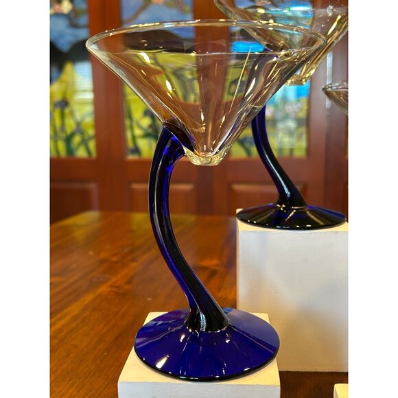 Martini Cobalt Blue Libbey Bravura Glasses. - Picture 6 of 13